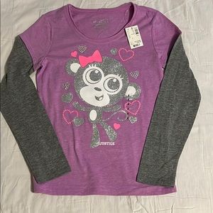 Justice monkey long sleeve tee